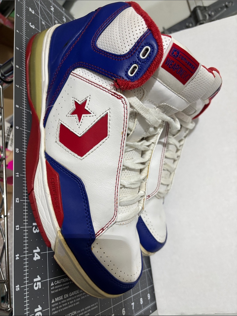 Vintage Men’s Converse White Red & Blue High-Top Sneakers Size 13